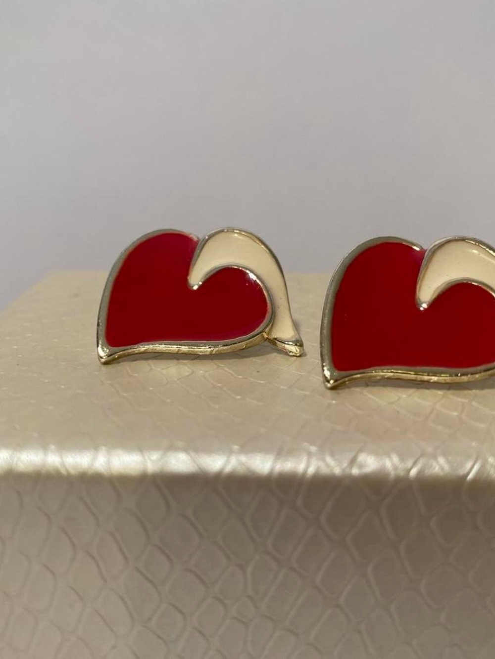 Vintage enamel Red Heart Stud Earrings - Women Jewelry